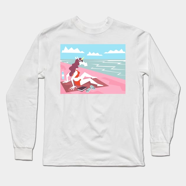 Fun In Sun Unicorn Long Sleeve T-Shirt by Thatssounicorny